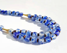 Load image into Gallery viewer, Recycled Glass Long 'Rise and Shine' necklace - Speckled cobalt