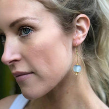 Load image into Gallery viewer, Recycled Glass Teardrop earring - Sky Blue (Silver or Gold)