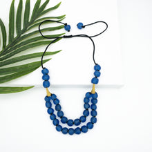 Load image into Gallery viewer, Recycled Glass 'Rise and Shine' Adjustable Necklace - Cobalt