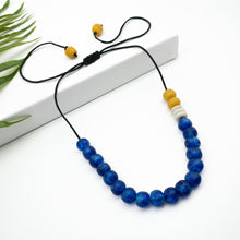 Load image into Gallery viewer, Recycled Glass Single Strand Adjustable Necklace - Cobalt Swirl