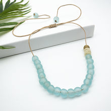 Load image into Gallery viewer, Recycled Glass Single Strand Adjustable Necklace - Ice Blue