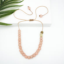 Load image into Gallery viewer, Recycled Glass Single Strand Adjustable Necklace - Blush Pink