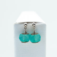 Load image into Gallery viewer, Recycled Glass Turquoise Zodiac Birthstone Earrings (December)