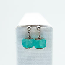Load image into Gallery viewer, Recycled Glass Turquoise Zodiac Birthstone Earrings (December) (Silver or Gold)