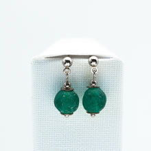 Load image into Gallery viewer, Recycled Glass Emerald Zodiac Birthstone Earrings (May) (Silver or Gold)