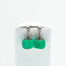 Load image into Gallery viewer, Recycled Glass Green Garnet Zodiac Birthstone Earrings (January) (Silver or Gold)
