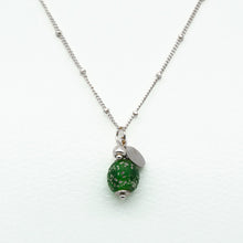 Load image into Gallery viewer, Recycled Glass Peridot Zodiac Birthstone Necklace (August) (Silver or Gold)
