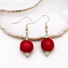 Load image into Gallery viewer, Recycled Glass Swing earring - Red (Silver or Gold)