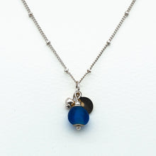 Load image into Gallery viewer, Recycled Glass Sapphire Zodiac Birthstone Necklace (September) (Silver or Gold)