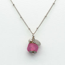 Load image into Gallery viewer, Recycled Glass Pink Tourmaline Zodiac Birthstone Necklace (October)