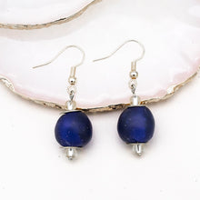 Load image into Gallery viewer, Recycled Glass Swing earring - Navy