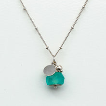 Load image into Gallery viewer, Recycled Glass Turquoise Zodiac Birthstone Necklace (December)