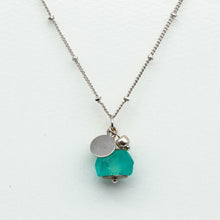 Load image into Gallery viewer, Recycled Glass Turquoise Zodiac Birthstone Necklace (December) (Silver or Gold)