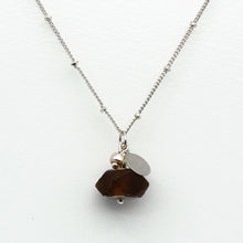 Load image into Gallery viewer, Recycled Glass Brown Garnet Zodiac Birthstone Necklace (January) (Silver or Gold)