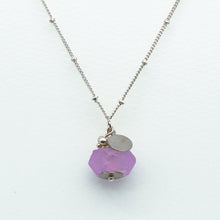 Load image into Gallery viewer, Recycled Glass Amethyst Zodiac Birthstone Necklace (February) (Silver or Gold)