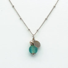 Load image into Gallery viewer, Recycled Glass Aquamarine Zodiac Birthstone Necklace (March) (Silver or Gold)