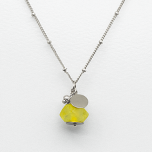 Load image into Gallery viewer, Recycled Glass Yellow Diamond Zodiac Birthstone Necklace (April)