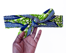 Load image into Gallery viewer, Wired headband - Blue Green Snakes
