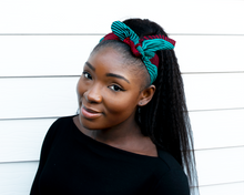 Load image into Gallery viewer, Wired headband - Red and Teal swirl