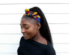 Load image into Gallery viewer, Wired headband - Red Yellow Blue Swirl