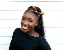 Load image into Gallery viewer, Wired headband - Red Yellow Blue Swirl