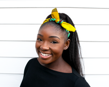 Load image into Gallery viewer, Wired headband - Yellow Turquoise Tiger Lily