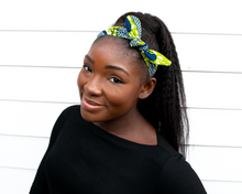 Load image into Gallery viewer, Wired headband - Blue Green Snakes