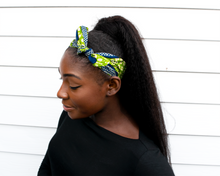 Load image into Gallery viewer, Wired headband - Blue Green Snakes