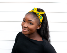 Load image into Gallery viewer, Wired headband - Yellow Green Diamonds