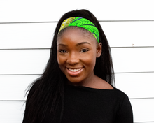 Load image into Gallery viewer, Wired headband - Green Yellow Garden