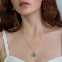 Load image into Gallery viewer, Recycled Glass Turquoise Zodiac Birthstone Necklace (December) (Silver or Gold)