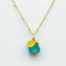 Load image into Gallery viewer, Recycled Glass Turquoise Zodiac Birthstone Necklace (December)