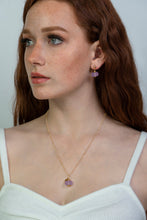 Load image into Gallery viewer, Recycled Glass Amethyst Zodiac Birthstone Earrings (February) (Silver or Gold)