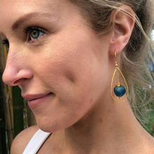 Load image into Gallery viewer, Recycled Glass Teardrop earring - Teal (Silver or Gold)