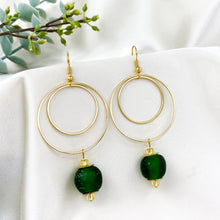 Load image into Gallery viewer, Recycled Glass Whirlpool earring - Forest Green