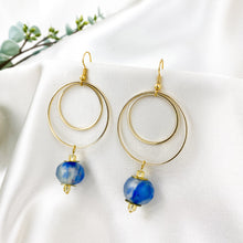 Load image into Gallery viewer, Recycled Glass Whirlpool earring - Blue Swirl