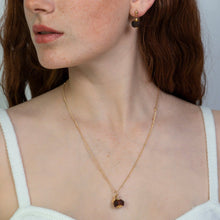 Load image into Gallery viewer, Recycled Glass Brown Garnet Zodiac Birthstone Necklace (January) (Silver or Gold)