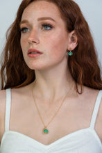 Load image into Gallery viewer, Recycled Glass Green Garnet Zodiac Birthstone Earrings (January) (Silver or Gold)