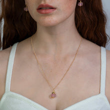 Load image into Gallery viewer, Recycled Glass Soft Ruby Zodiac Birthstone Necklace (July) (Silver or Gold)