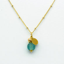 Load image into Gallery viewer, Recycled Glass Aquamarine Zodiac Birthstone Necklace (March)