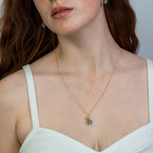 Load image into Gallery viewer, Recycled Glass Aquamarine Zodiac Birthstone Necklace (March) (Silver or Gold)