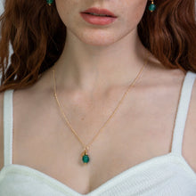 Load image into Gallery viewer, Recycled Glass Emerald Zodiac Birthstone Necklace (May)