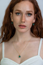 Load image into Gallery viewer, Recycled Glass Emerald Zodiac Birthstone Necklace (May) (Silver or Gold)