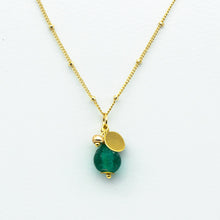 Load image into Gallery viewer, Recycled Glass Emerald Zodiac Birthstone Necklace (May) (Silver or Gold)