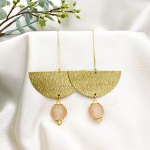 Load image into Gallery viewer, Recycled Glass New Moon earring - Blush Pink
