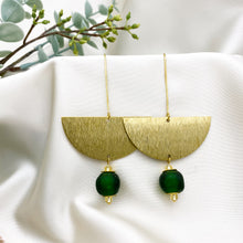 Load image into Gallery viewer, Recycled Glass New Moon earring - Forest Green