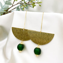 Load image into Gallery viewer, Recycled Glass New Moon earring - Forest Green