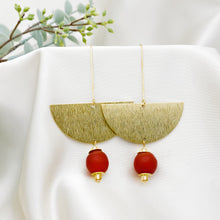 Load image into Gallery viewer, Recycled Glass New Moon earring - Red