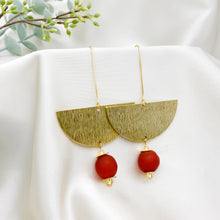Load image into Gallery viewer, Recycled Glass New Moon earring - Red