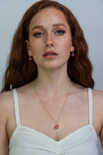 Load image into Gallery viewer, Recycled Glass Pink Tourmaline Zodiac Birthstone Earrings (October) (Silver or Gold)